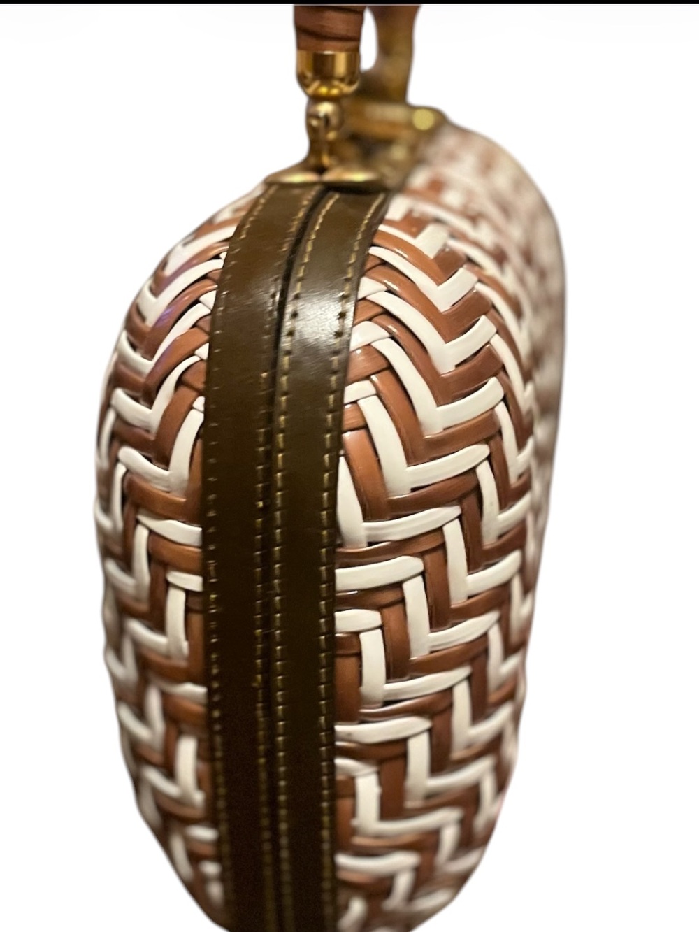 Vintage Lewis Timeless wicker woven piece Top handle made in Hong Kong